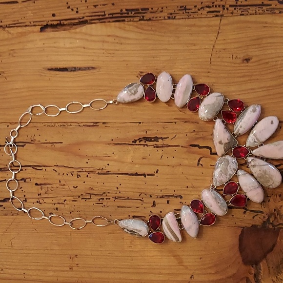 Robin's Nest Rhodonite Bohemian Goddess Divine Feminine Statement Necklace - Picture 8 of 10